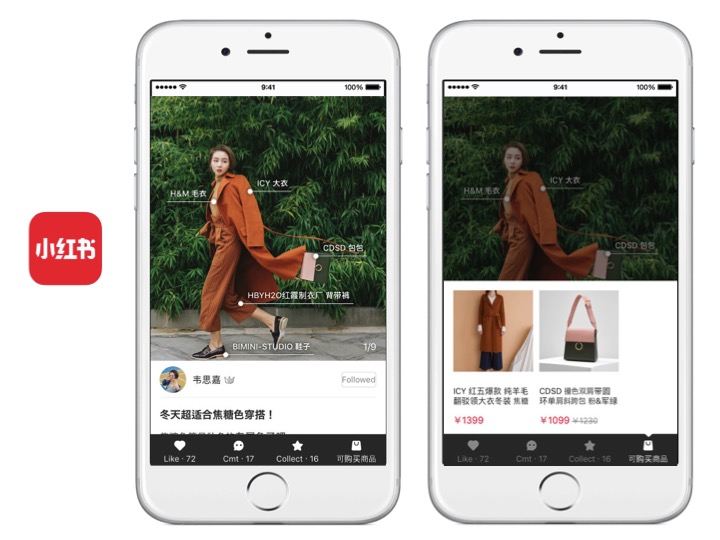 The Xiaohongshu (little red book) app