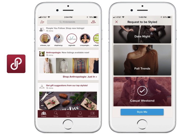 Poshmark app and Poshmark Stylist Match
